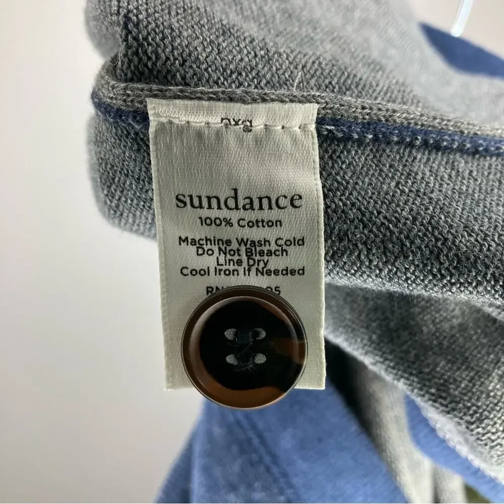 SUNDANCE Men’s Highland Stitch Henley Sweater Blue Medium
